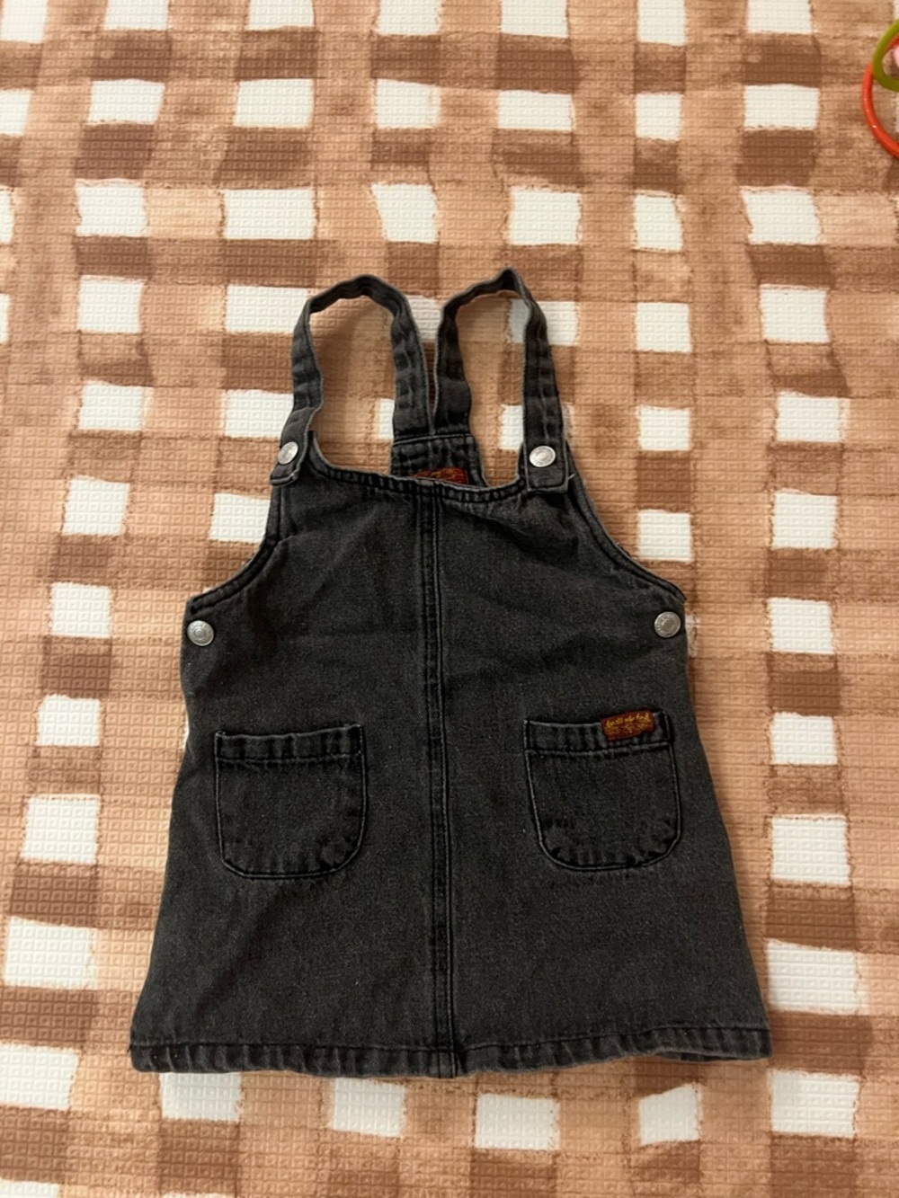 Kids Black Denim Overall Dress